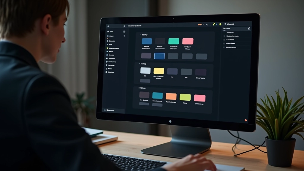 Capture d'écran montrant un système de design documenté avec les variables de couleur, les transitions et les états des composants