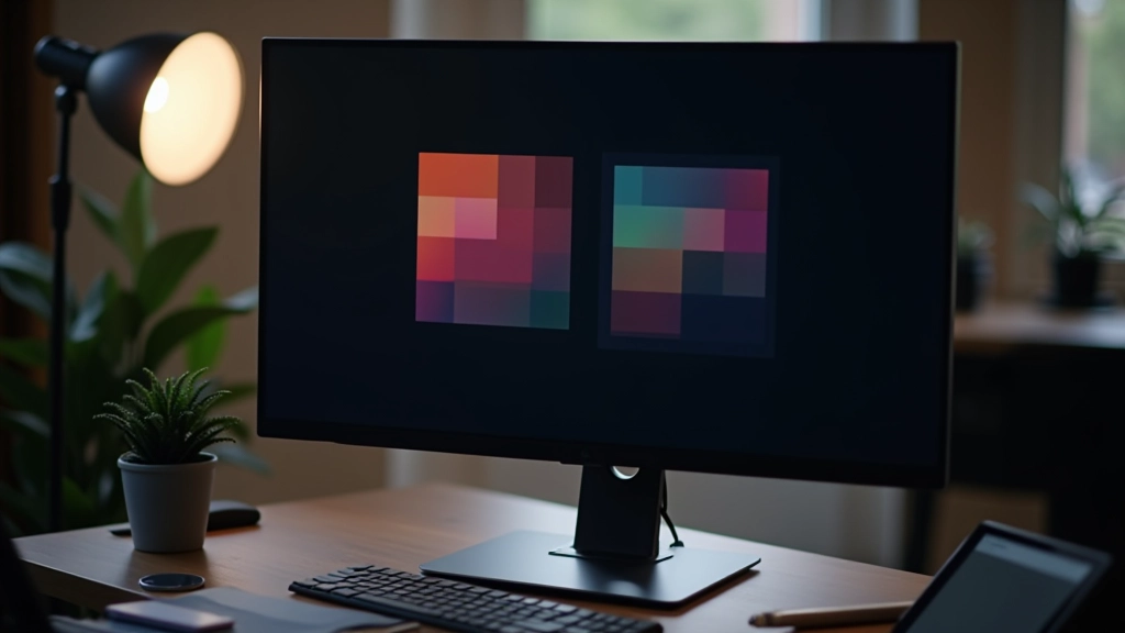 Écran affichant deux interfaces côte à côte en mode clair et mode sombre avec palettes de couleurs harmonieuses